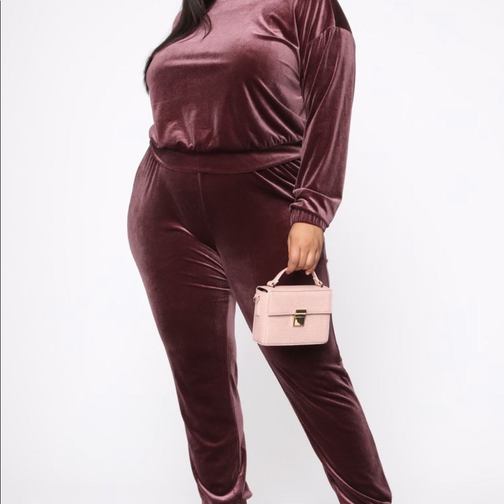 Purple velour jogging set